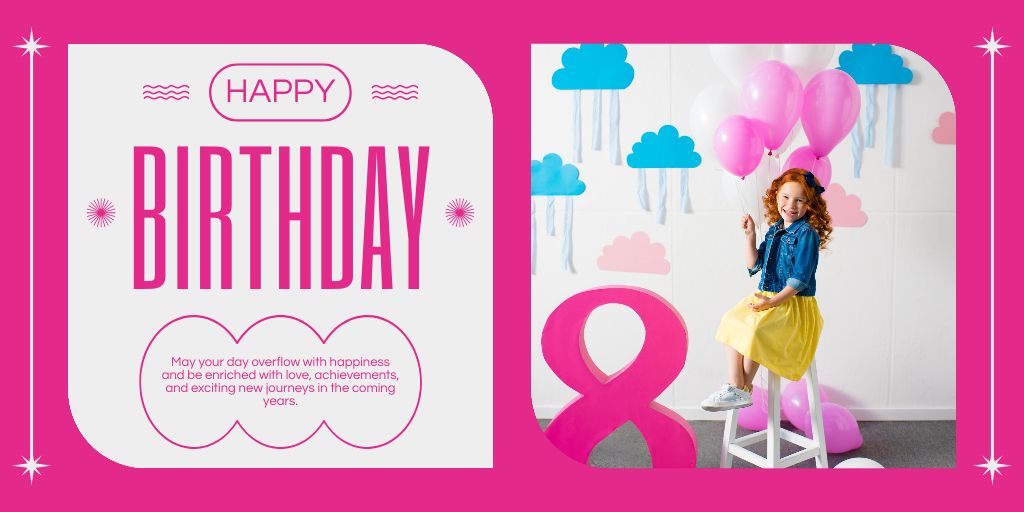 Template di design Happy Birthday to Kid on Pink Twitter