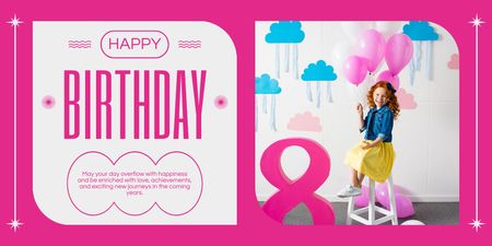 Happy Birthday to Kid on Pink Twitter Design Template