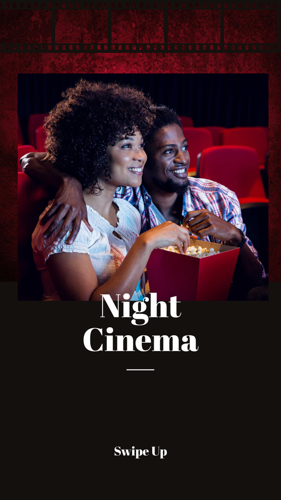 Cute Couple in Night Cinema Instagram Story Šablona návrhu