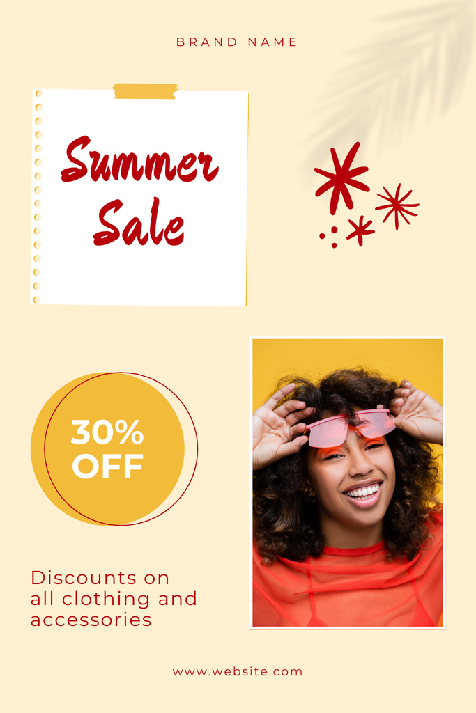 African American Woman on Summer Fashion Offer Pinterestデザインテンプレート