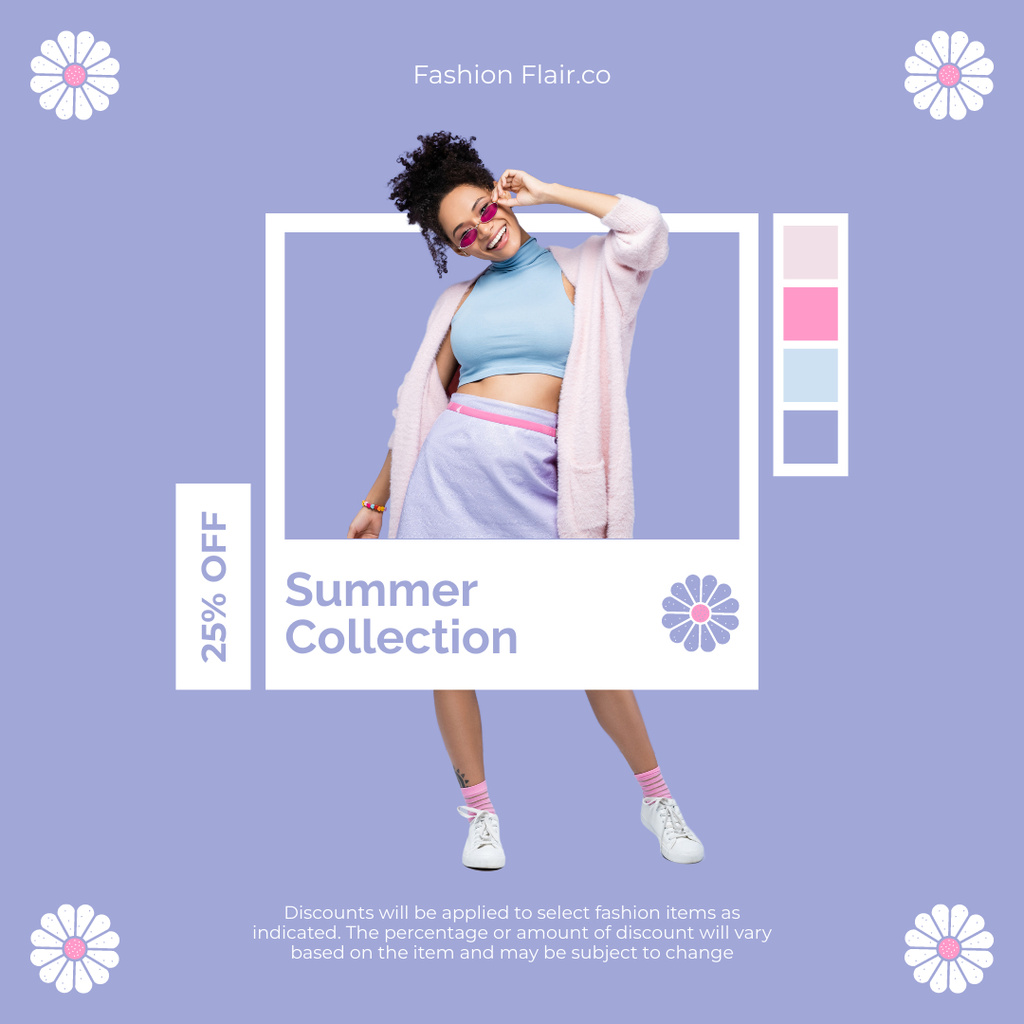 Summer Collection Sale Ad on Purple Instagram tervezősablon