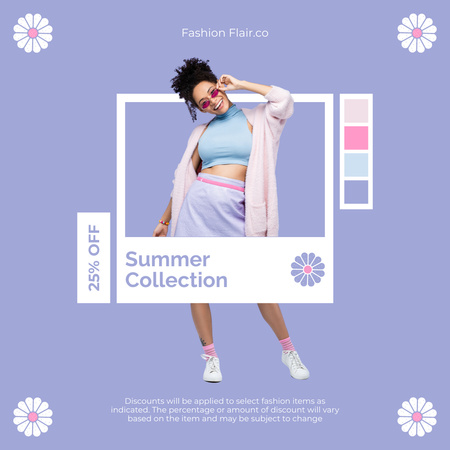 Summer Collection Sale Ad on Purple Instagram Design Template