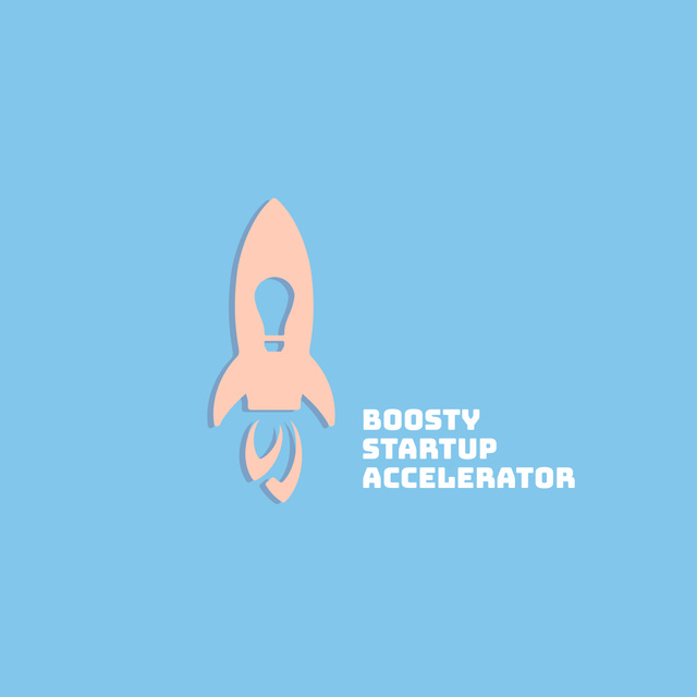 Startup Accelerator Rocket Launching Logo 1080x1080px Design Template
