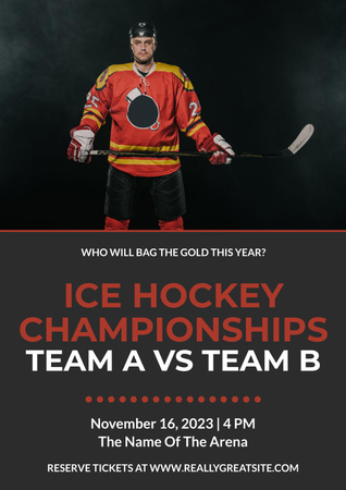 Template di design Pubblicità dei campionati di hockey su ghiaccio Poster