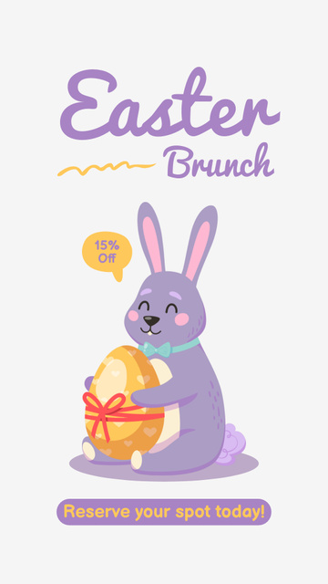 Easter Brunch Announcement with Cute Bunny Instagram Storyデザインテンプレート