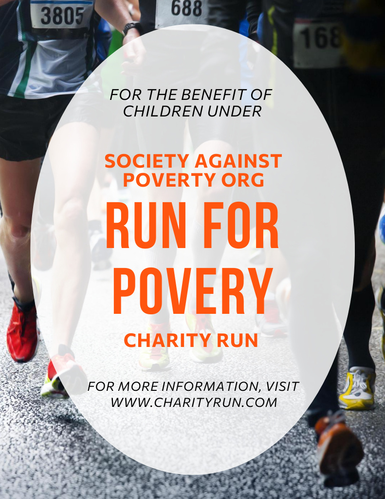 Ontwerpsjabloon van Poster 8.5x11in van Charity Run Announcement with Running Athletes