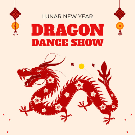 Exciting Lunar New Year Dance Show With Dragon Animated Post Design Template