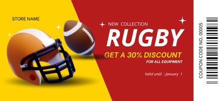 Discount on New Collection of Sports Equipment Coupon 3.75x8.25in Design Template