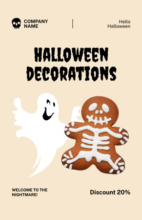 Halloween Decorations Ad with Gingerbread Flyer 5.5x8.5in Design Template