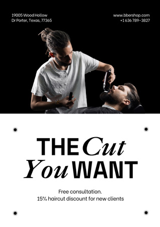 Man is shaving in Barbershop Poster A3 Design Template