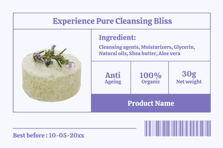 Organik İçerikli Yaşlanma Karşıtı Sabun Teklifi Label Tasarım Şablonu