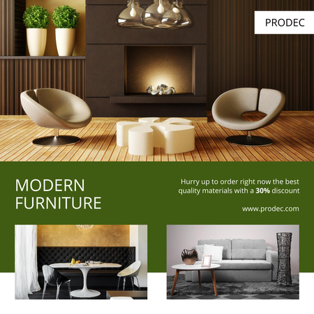 Oferta de móveis modernos com descontos em verde Instagram AD Modelo de Design