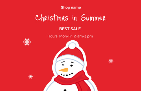 Christmas Sale Offer with Snowman on Red Flyer 5.5x8.5in Horizontal Design Template