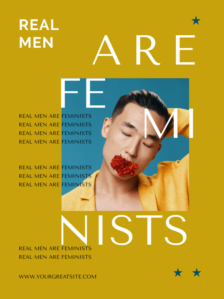 Feminist Phrase about Men Poster 36x48in Design Template