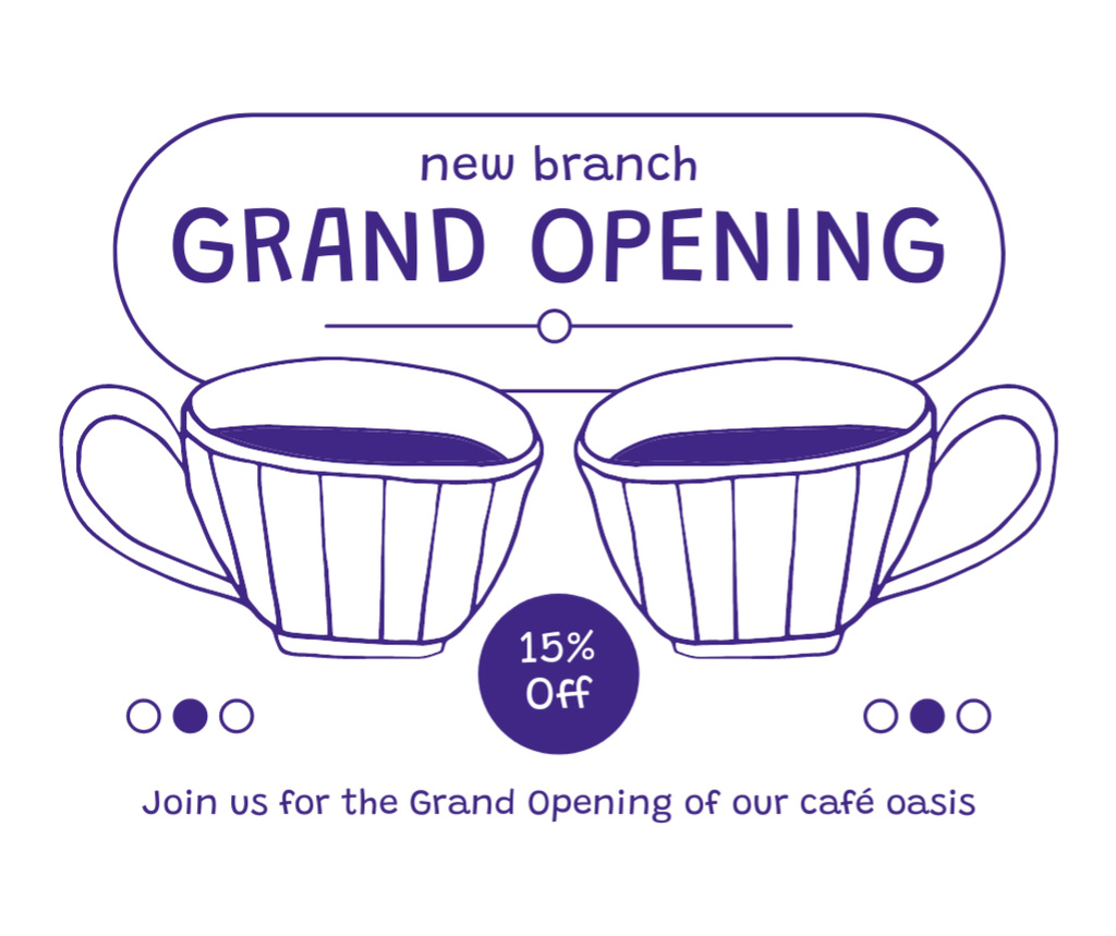 Ontwerpsjabloon van Facebook van New Branch Cafe Grand Opening With Discount On Drinks