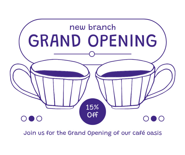 Ontwerpsjabloon van Facebook van New Branch Cafe Grand Opening With Discount On Drinks