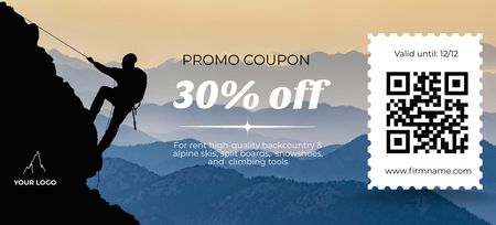 Climbing Gear Sale Offer Coupon 3.75x8.25in Design Template