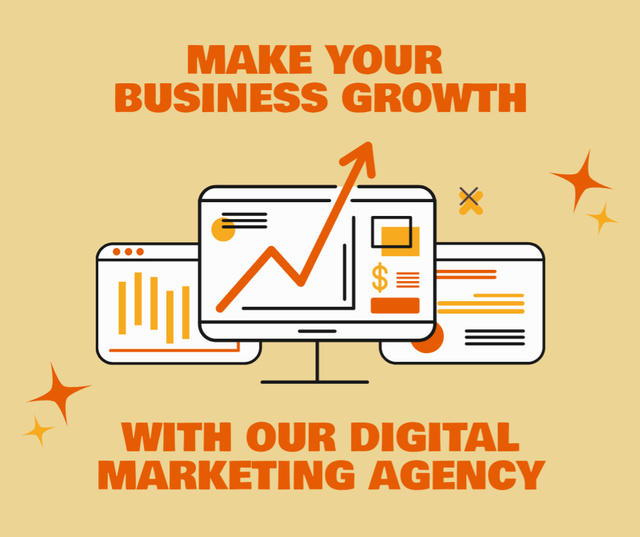 Digital Marketing Agency Ad with Illustration of Diagrams Facebook Πρότυπο σχεδίασης