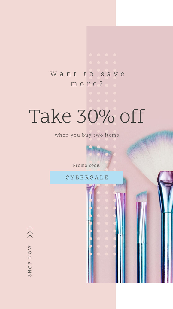 Modèle de visuel Cyber Monday Sale Makeup brushes set - Instagram Story