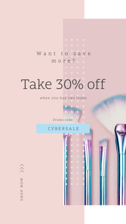 Ontwerpsjabloon van Instagram Story van cyber maandag sale make-up borstels set