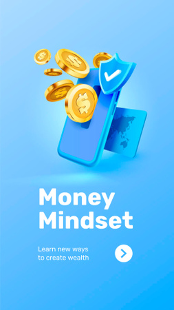 Phone with coins for Money Mindset Instagram Story Design Template