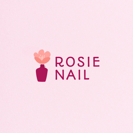 Designvorlage Nail Salon Services Offer with Flower für Logo 1080x1080px