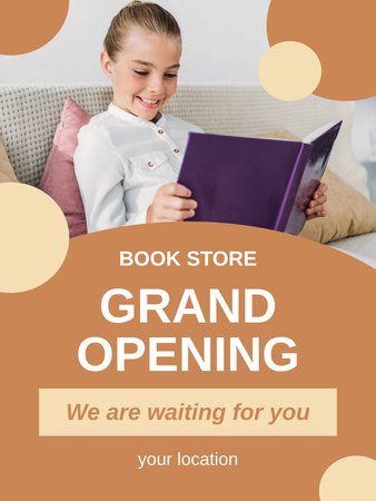 Bookstore Grand Opening Announcement Poster US Design Template