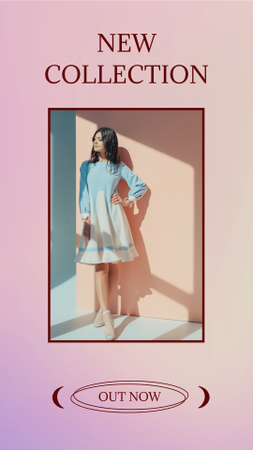 Designvorlage New Fashion Collection with Stylish Woman für Instagram Story