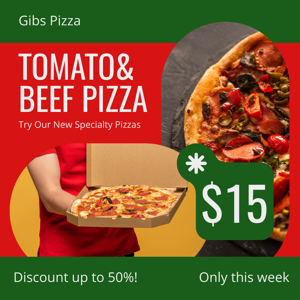 Tomato Pizza Price Offer Instagram Modelo de Design