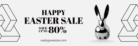 Easter Promotion with Silver Rabbit Figurine Twitter Design Template