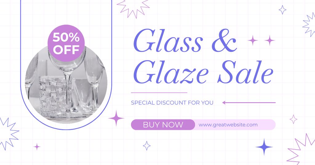 Ontwerpsjabloon van Facebook AD van Special Discounts For Glass Drinkware Now