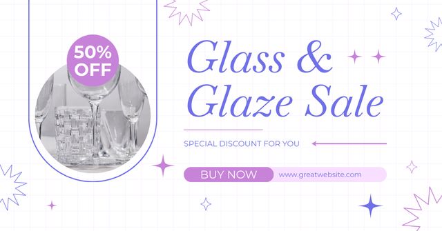 Designvorlage Special Discounts For Glass Drinkware Now für Facebook AD