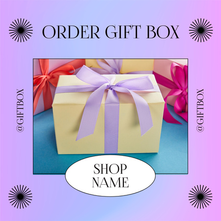 Gift Box Ordering Purple Gradient Instagram Šablona návrhu