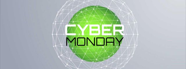 Plantilla de diseño de Cyber Monday Sale Digital sphere with network Facebook Video cover 