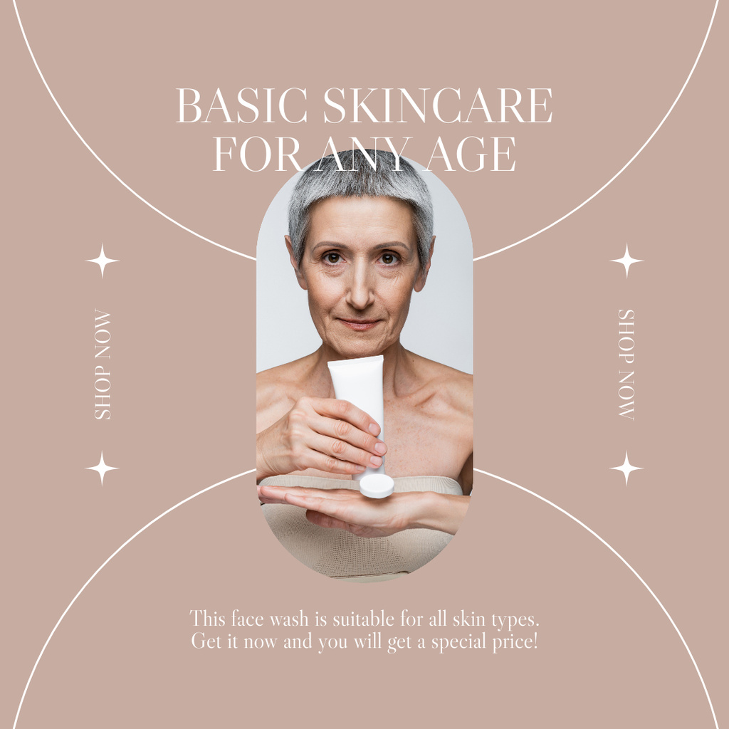 Age-Friendly Skincare Products In Beige Instagramデザインテンプレート