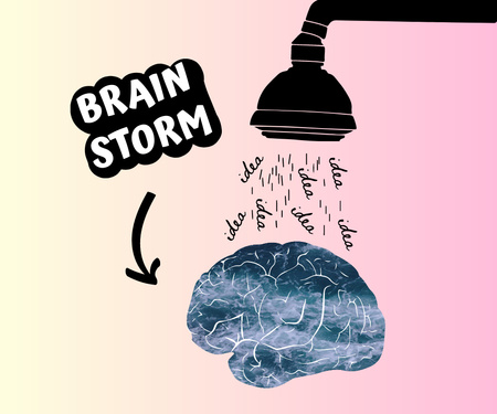 Funny Joke with Brain Illustration Large Rectangle tervezősablon