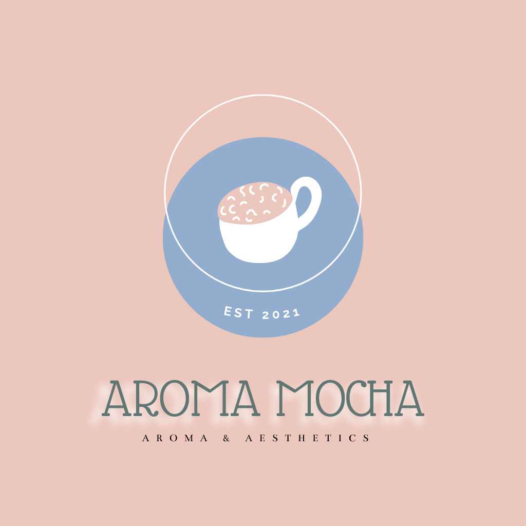 Cafe Ad with Mocha Coffee Cup Logoデザインテンプレート