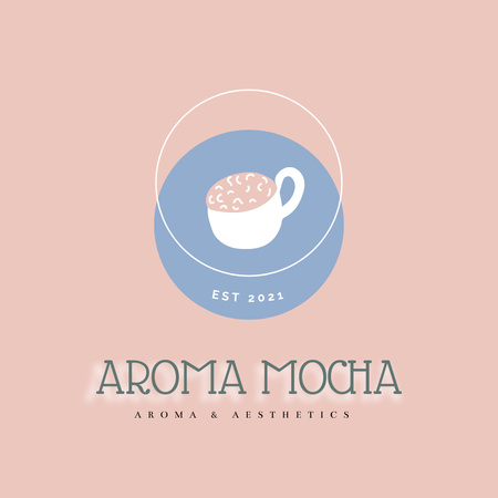 Cafe Ad with Mocha Coffee Cup Logo Design Template