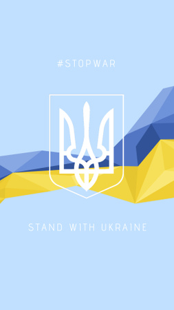 Ukrainian National Flag and Emblem of Ukraine Instagram Story Modelo de Design