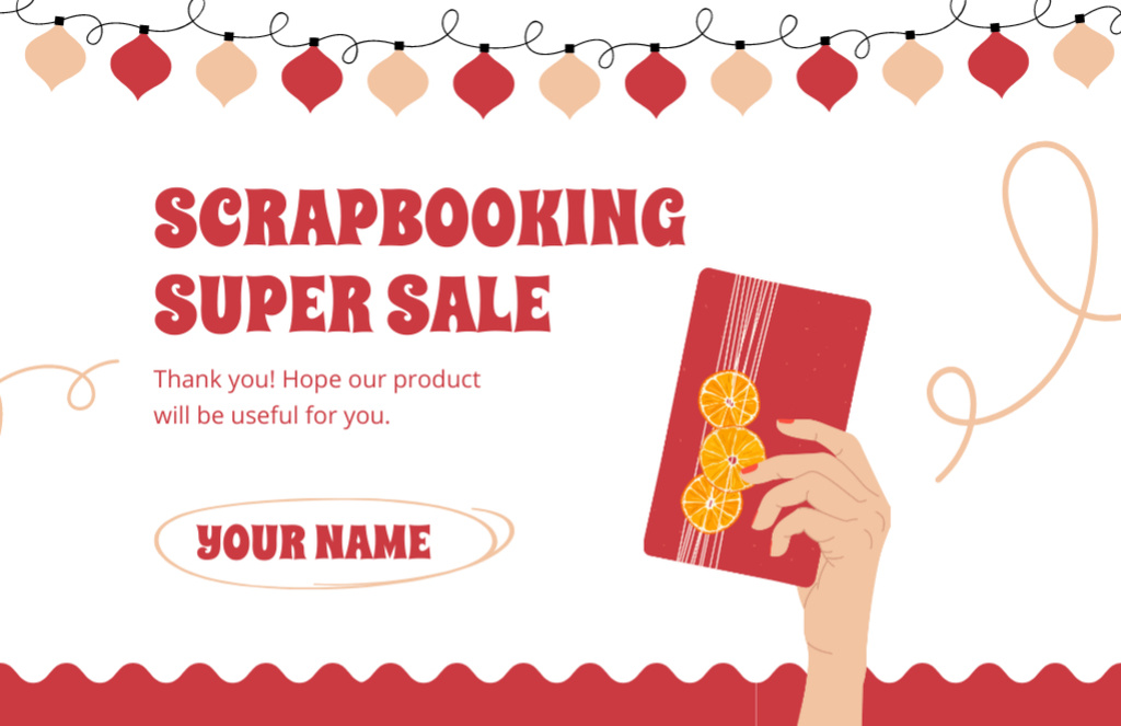 Plantilla de diseño de Scrapbooking Goods Super Sale Offer Thank You Card 5.5x8.5in 