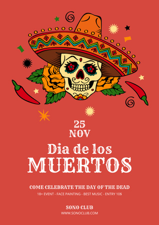 Day of the Dead Announcement Poster Design Template