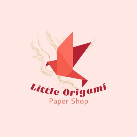 Paper Shop with Paper Bird Logo Design Template