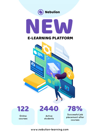 Online learning Platform Annoucement Poster Tasarım Şablonu