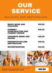 Building Services Price List on Orange