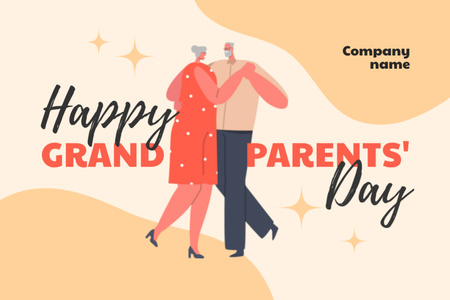 Happy Grandparents' Day Greeting Postcard 4x6in Design Template