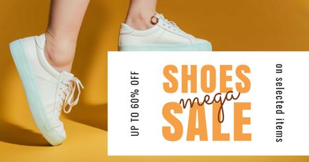 Female Casual Shoes Sale Offer on Yellow Facebook AD Design Template