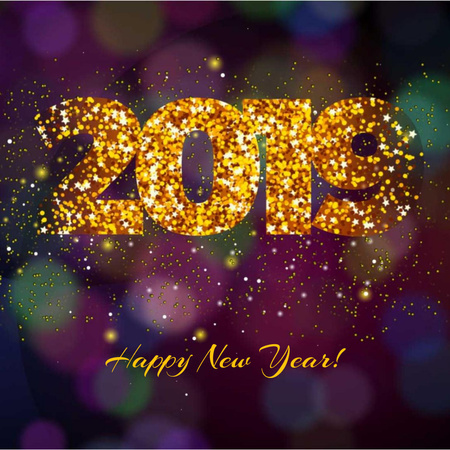 New Year Greeting with Shining glitter numbers Animated Post tervezősablon
