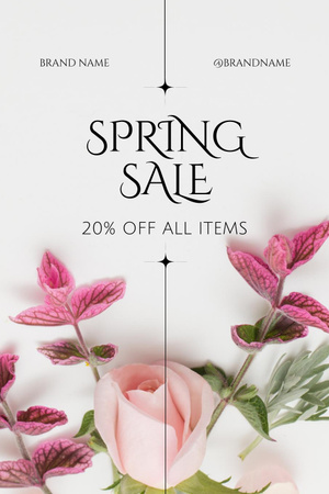 Spring Sale All Items with Flowers Pinterest Design Template