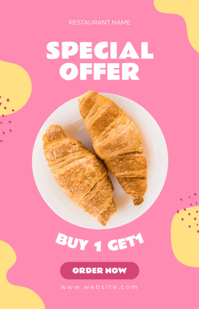 Speciální nabídka sladkých croissantů Recipe Card Šablona návrhu