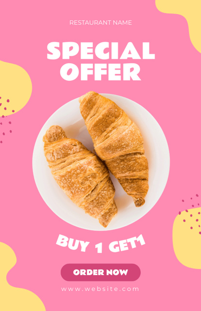 Ontwerpsjabloon van Recipe Card van Special Offer of Sweet Croissants